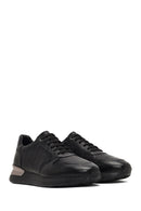 Men's Black Lace-Up Thick-Soled Leather Sneaker | Derimod Men's Black Lace-Up Thick-Soled Leather Sneaker | Derimod