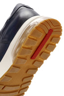 Erkek Lacivert Bağcıklı Deri Sneaker | Derimod Erkek Lacivert Bağcıklı Deri Sneaker | Derimod