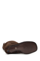 Women's Brown Thin Heeled Suede Leather Boot | Derimod Women's Brown Thin Heeled Suede Leather Boot | Derimod