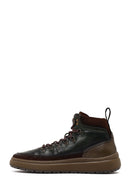 Men's Green Lace-Up Thick Sole Leather Sports Boots | Derimod Men's Green Lace-Up Thick Sole Leather Sports Boots | Derimod