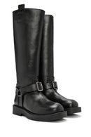 Women's Black Buckle Detailed Leather Boots | Derimod Women's Black Buckle Detailed Leather Boots | Derimod