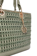 Women's Green Long Strap Knitted Shoulder Bag | Derimod Women's Green Long Strap Knitted Shoulder Bag | Derimod