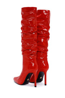 Women's Red Thin Heeled Patent Leather Boots | Derimod Women's Red Thin Heeled Patent Leather Boots | Derimod