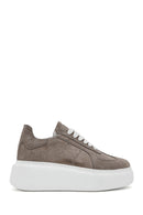 Women's Mink Lace-Up Thick-Sole Suede Leather Sneakers | Derimod Women's Mink Lace-Up Thick-Sole Suede Leather Sneakers | Derimod