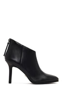 Women's Black Back Zipper High Thin Heel Leather Boot | Derimod Women's Black Back Zipper High Thin Heel Leather Boot | Derimod