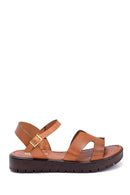 Women's Tan Leather Flat Sandals | Derimod Women's Tan Leather Flat Sandals | Derimod