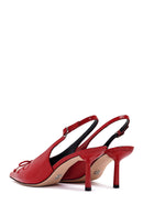 Women's Red Open Back Thin Heel Patent Leather Shoes | Derimod Women's Red Open Back Thin Heel Patent Leather Shoes | Derimod