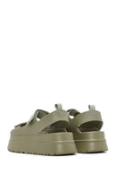 Women's Khaki Strappy Thick Soled Jelly Sandals | Derimod Women's Khaki Strappy Thick Soled Jelly Sandals | Derimod