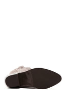 Women's Mink Suede Leather Heeled Cowboy Boots | Derimod Women's Mink Suede Leather Heeled Cowboy Boots | Derimod
