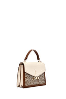 Woman Beige Long Strap Patterned Shoulder Bag | Derimod Woman Beige Long Strap Patterned Shoulder Bag | Derimod