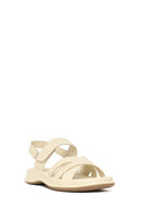 Woman Cream Strap Thick-Soled Comfort Sandal | Derimod Woman Cream Strap Thick-Soled Comfort Sandal | Derimod