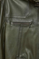 Lucas Men's Khaki Mandarin Collar Leather Jacket | Derimod Lucas Men's Khaki Mandarin Collar Leather Jacket | Derimod