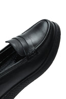 Woman Black Thick-Soled Leather Comfort Loafer | Derimod Woman Black Thick-Soled Leather Comfort Loafer | Derimod