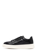 Erkek Siyah Kroko Bağcıklı Deri Sneaker | Derimod Erkek Siyah Kroko Bağcıklı Deri Sneaker | Derimod