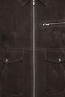 Morata Men's Brown Nubuck Leather Jacket | Derimod Morata Men's Brown Nubuck Leather Jacket | Derimod