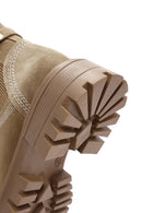 Women's Tan Suede Leather Buckle Zippered Boots | Derimod Women's Tan Suede Leather Buckle Zippered Boots | Derimod