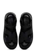Women's Black Leather Comfort Sandals | Derimod Women's Black Leather Comfort Sandals | Derimod