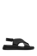 Women's Black Elastic Leather Sandals | Derimod Women's Black Elastic Leather Sandals | Derimod