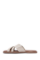 Women's Cream Leather Slippers | Derimod Women's Cream Leather Slippers | Derimod