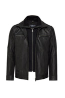 Mateo Men's Black Leather Jacket | Derimod Mateo Men's Black Leather Jacket | Derimod