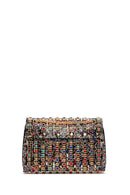 Woman Multicolored Long Chain Strap Rhinestone Evening Shoulder Bag | Derimod Woman Multicolored Long Chain Strap Rhinestone Evening Shoulder Bag | Derimod