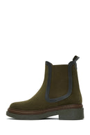 Women's Khaki Suede Leather Chelsea Boots | Derimod Women's Khaki Suede Leather Chelsea Boots | Derimod