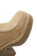 Women's Beige Thick Heeled Suede Leather Chelsea Boots | Derimod Women's Beige Thick Heeled Suede Leather Chelsea Boots | Derimod
