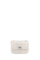 Woman Cream Long-Strap Quilted Mini Crossbody Bag | Derimod Woman Cream Long-Strap Quilted Mini Crossbody Bag | Derimod