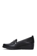 Kadın Siyah Deri Dolgu Topuklu Comfort Loafer | Derimod Kadın Siyah Deri Dolgu Topuklu Comfort Loafer | Derimod