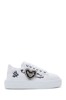 Women's White Stone Sneaker | Derimod Women's White Stone Sneaker | Derimod