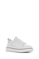 Men's White Lace-up Thick-Sole Leather Sneaker | Derimod Men's White Lace-up Thick-Sole Leather Sneaker | Derimod
