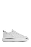 Men's White Lace-up Thick-Sole Leather Sneaker | Derimod Men's White Lace-up Thick-Sole Leather Sneaker | Derimod
