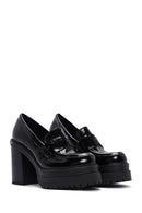 Women's Black Patent Leather Heeled Loafer | Derimod Women's Black Patent Leather Heeled Loafer | Derimod
