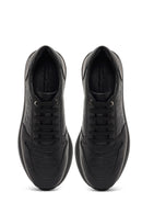 Men's Black Lace-Up Thick-Soled Leather Sneaker | Derimod Men's Black Lace-Up Thick-Soled Leather Sneaker | Derimod