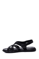 Kadın Siyah Deri Comfort Sandalet | Derimod Kadın Siyah Deri Comfort Sandalet | Derimod