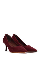 Kadın Bordo İnce Topuklu Süet Deri Stiletto | Derimod Kadın Bordo İnce Topuklu Süet Deri Stiletto | Derimod