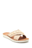 Women's Beige Flat Slippers | Derimod Women's Beige Flat Slippers | Derimod