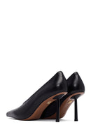 Women's Black Thin Heeled Leather Stiletto | Derimod Women's Black Thin Heeled Leather Stiletto | Derimod