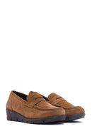 Women's Brown Wedge Heel Suede Leather Comfort Loafer | Derimod Women's Brown Wedge Heel Suede Leather Comfort Loafer | Derimod