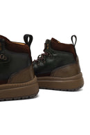 Men's Green Lace-Up Thick Sole Leather Sports Boots | Derimod Men's Green Lace-Up Thick Sole Leather Sports Boots | Derimod