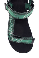 Women's Green Patterned Flat Sandals | Derimod Women's Green Patterned Flat Sandals | Derimod