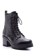 Women's Heeled Laced Leather Boots | Derimod Women's Heeled Laced Leather Boots | Derimod