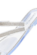 Women's White Jelly Transparent Stone Flat Slippers | Derimod Women's White Jelly Transparent Stone Flat Slippers | Derimod