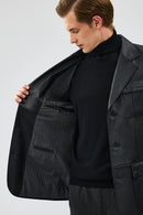 Kevin Men's Black Blazer Leather Jacket | Derimod Kevin Men's Black Blazer Leather Jacket | Derimod