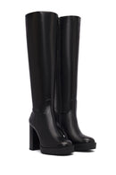 Woman Black Zippered High Heels Leather Boot | Derimod Woman Black Zippered High Heels Leather Boot | Derimod