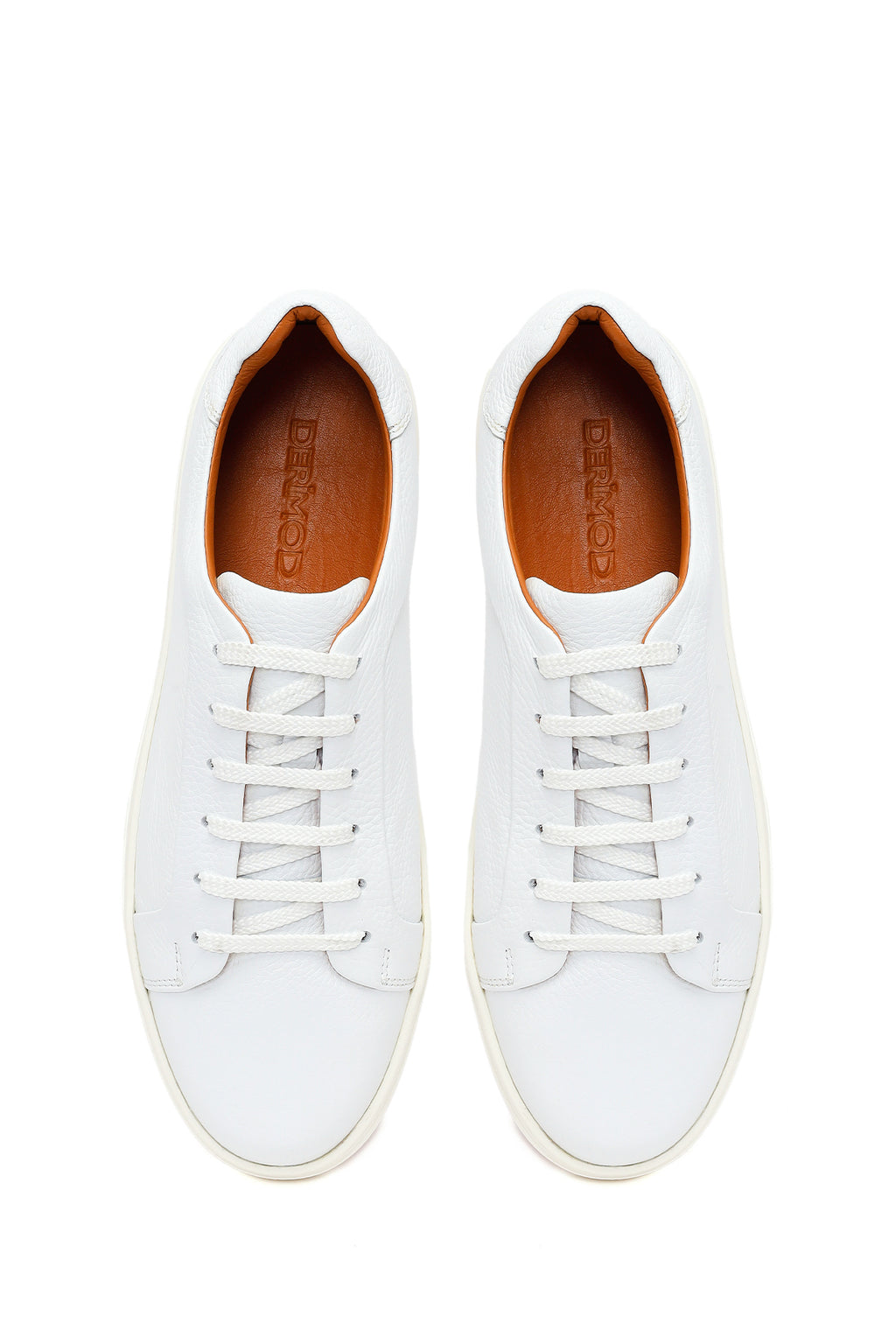 Erkek Beyaz Bağcıklı Deri Sneaker