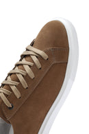 Men's Mink Lace-Up Nubuck Leather Sneaker | Derimod Men's Mink Lace-Up Nubuck Leather Sneaker | Derimod