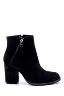Women's Suede Zipper Detailed Heeled Boots | Derimod Women's Suede Zipper Detailed Heeled Boots | Derimod