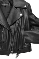 Atlantis Women's Black Double Breasted Leather Jacket | Derimod Atlantis Women's Black Double Breasted Leather Jacket | Derimod