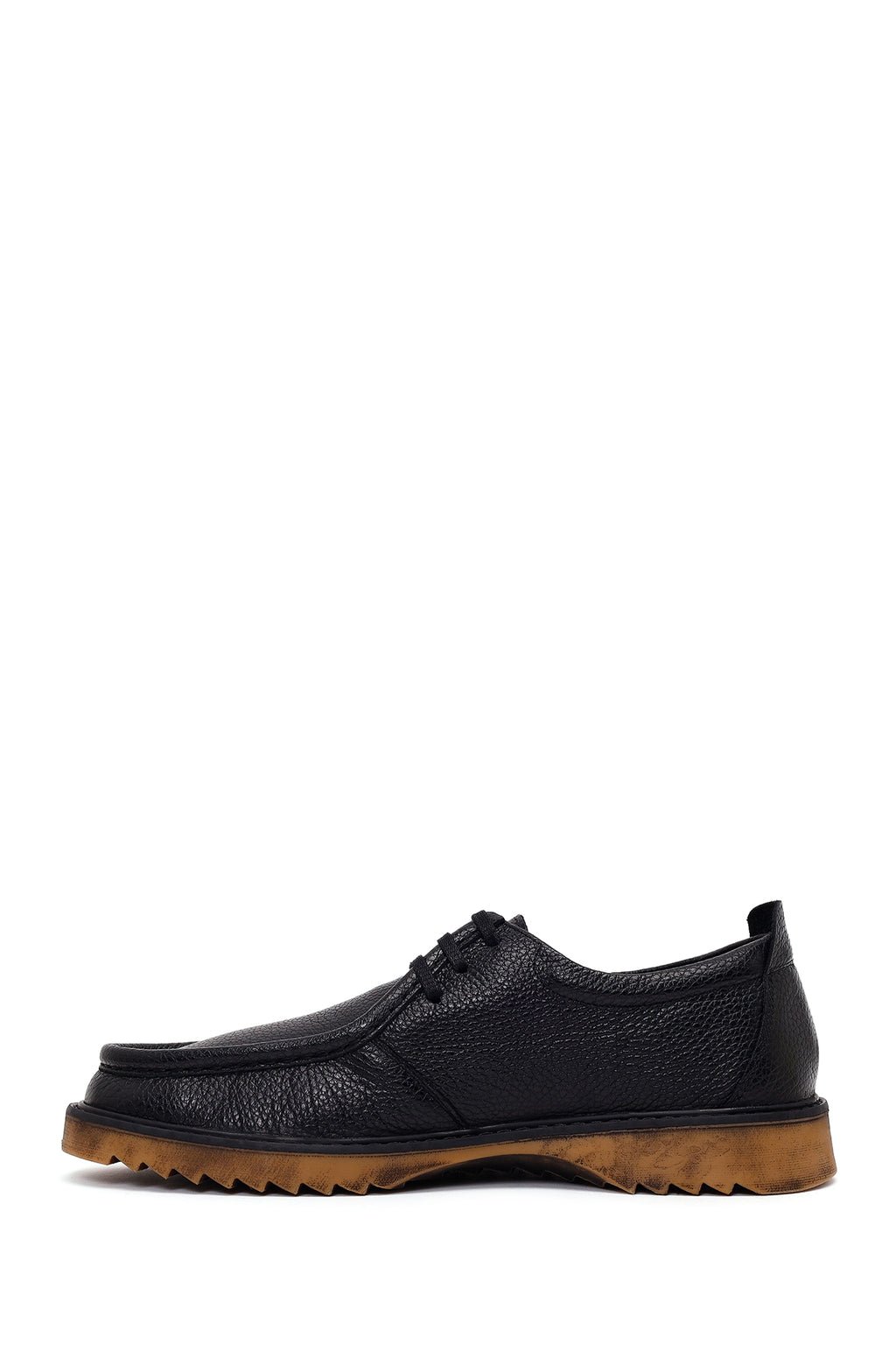 Erkek Siyah Bağcıklı Deri Casual Ayakkabı